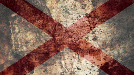 Very Grungy Vintage Alabama Flag, Grunge Background Textureの写真素材