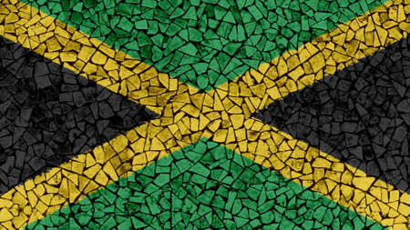 Mosaic Tiles Painting of Jamaica Flag, Background Textureの写真素材