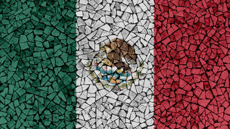 Mosaic Tiles Painting of Mexico Flag, Background Textureの写真素材