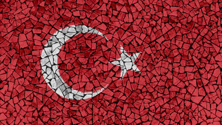 Mosaic Tiles Painting of Turkey Flag, Background Texture