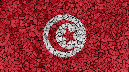 Mosaic Tiles Painting of Tunisia Flag, Background Textureの写真素材