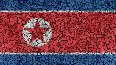 Mosaic Tiles Painting of North Korea Flag, Background Textureの写真素材