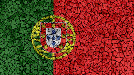 Mosaic Tiles Painting of Portugal Flag, Background Textureの写真素材