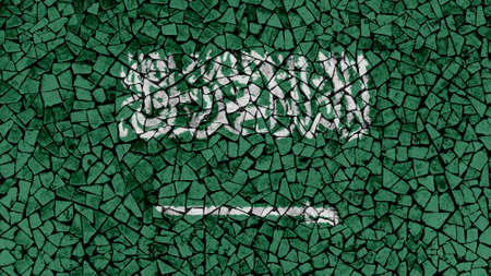 Mosaic Tiles Painting of Saudi Arabia Flag, Background Textureの写真素材