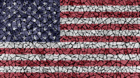 Mosaic Tiles Painting of US Stars And Stripes Flag, Background Textureの写真素材