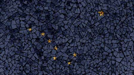 Mosaic Tiles Painting of Alaska Flag, US State Backgroundの写真素材