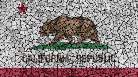 Mosaic Tiles Painting of California Flag, US State Backgroundの写真素材