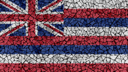 Mosaic Tiles Painting of Hawaii Flag, US State Backgroundの写真素材