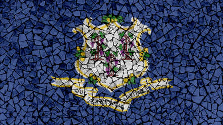 Mosaic Tiles Painting of Connecticut Flag, US State Backgroundの写真素材