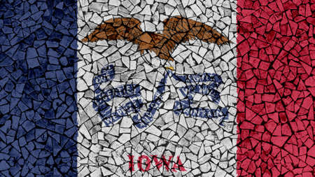 Mosaic Tiles Painting of Iowa Flag, US State Backgroundの写真素材