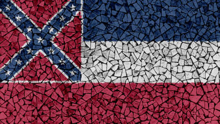 Mosaic Tiles Painting of Mississippi Flag, US State Backgroundの写真素材