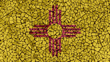 Mosaic Tiles Painting of New Mexico Flag, US State Backgroundの写真素材