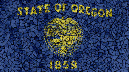 Mosaic Tiles Painting of Oregon Flag, US State Backgroundの写真素材