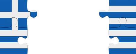 Greece Flag Jigsaw Puzzle With Copy Space, 3d illustration backgroundの写真素材