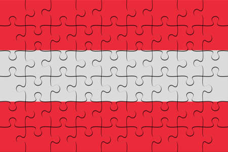 Austria Flag Jigsaw Puzzle, 3d illustration backgroundの写真素材