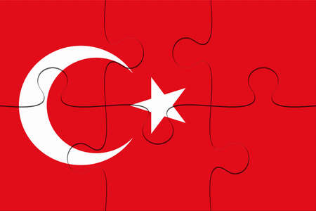 Turkey Flag Jigsaw Puzzle, 3d illustration backgroundの写真素材