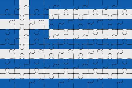 Greece Flag Jigsaw Puzzle, 3d illustration backgroundの写真素材