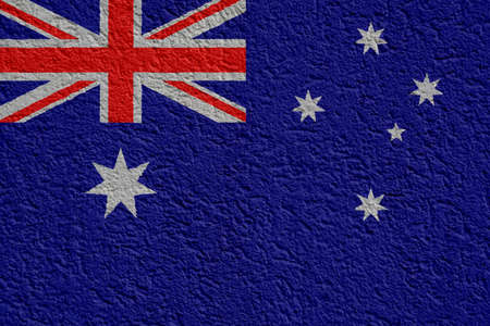 Australia Politics Or Business Concept: Australian Flag Wall With Plaster, Background Textureの写真素材
