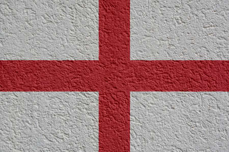 England Politics Or Business Concept: English Flag Wall With Plaster, Background Textureの写真素材