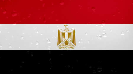 A Few Raindrops On Egypt Flag, Background Textureの写真素材
