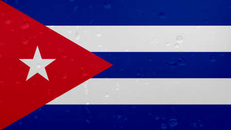 A Few Raindrops On Cuba Flag, Background Textureの写真素材
