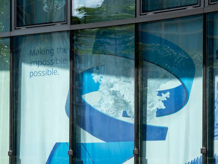 Advertisement of Pharmaceutical Corporation Pfizer At The German Headquarters In Berlinのeditorial素材