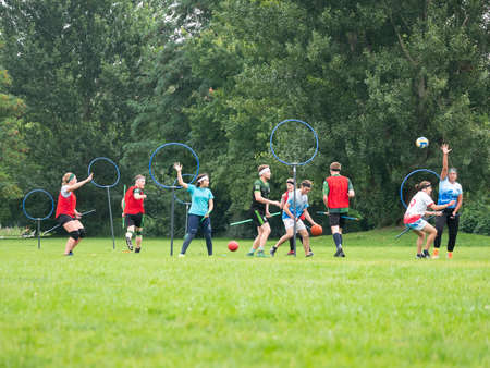 Quidditch Match In Public Gleisdreieck Park in Berlin, Germanyのeditorial素材