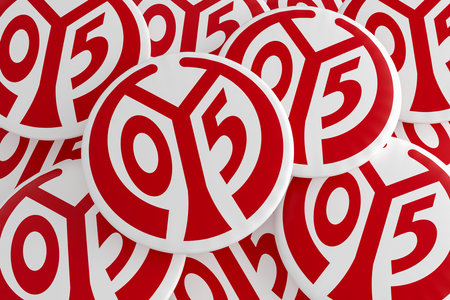 German Bundesliga Badges: Pile of 1. FSV Mainz 05 Logo Buttons, 3D Illustration
