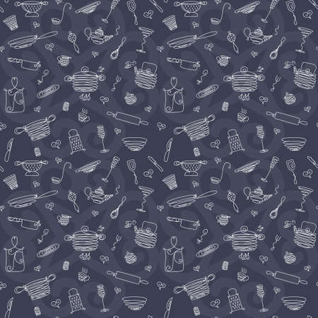 Seamless pattern kitchen hand drawn elements.のイラスト素材