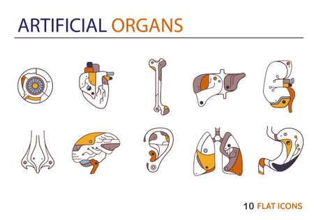 Flat icons - artificial organs. EPS 10. Isolated objectsのイラスト素材