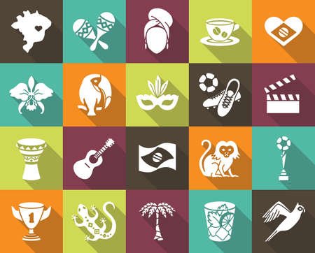 Flat icons Brazil 16. EPS 10 Isolated objectsのイラスト素材