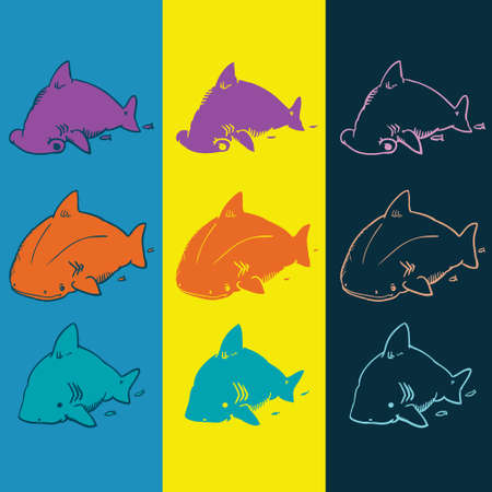 cute fubsy sharks are perfect , print on t-short, or as a design element to your website.のイラスト素材
