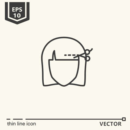 Thin line icon - bangs haircut.のイラスト素材
