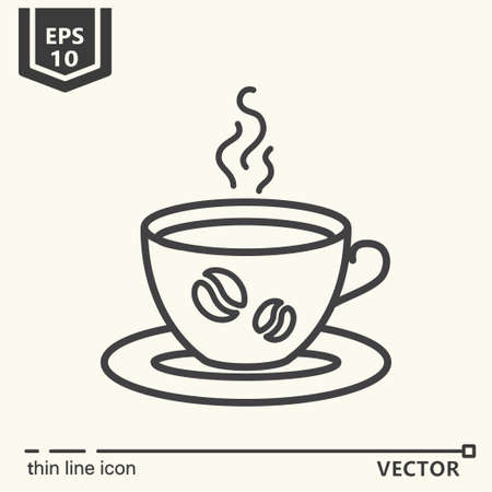 Thin line icon - cup of coffee.のイラスト素材