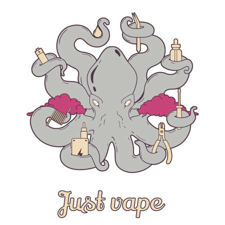 Vector illustration of octopus vaper 3.のイラスト素材