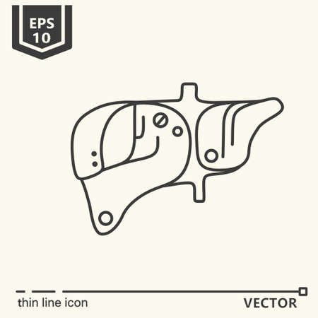 Thin line icon - Artificial liver. EPS 10. Isolated objectのイラスト素材