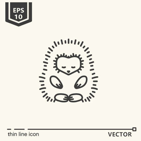 Thin line icon. Meditative Animals series - hedgehog. EPS 10. Isolated objectのイラスト素材
