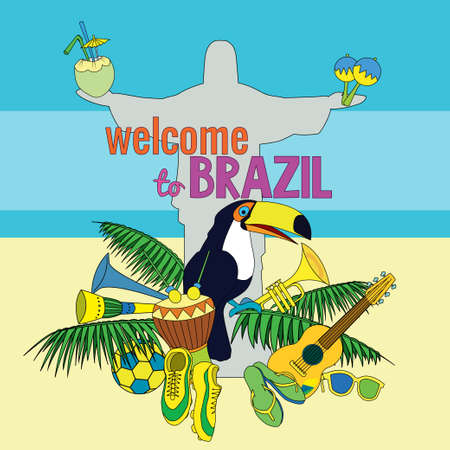 welcome to Brazil. Bright & colorfull poster.の写真素材
