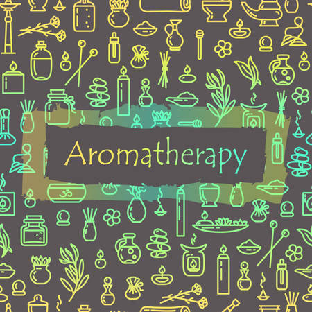 Aromatherapy - poster. Plus seamless pattern. Isolated objectsのイラスト素材