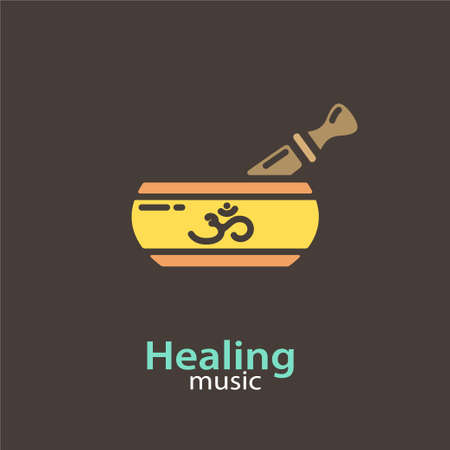 Healing music - logo design vector template. EPS 10 Isolated objects.のイラスト素材