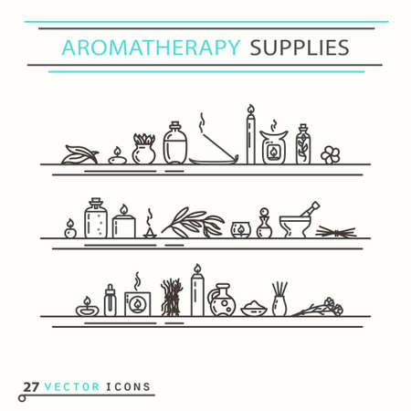 Aromatherapy supplies icons. EPS 10 Isolated objectsのイラスト素材