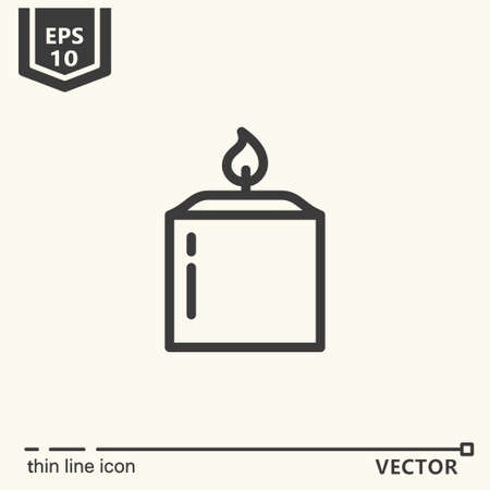 Thin line icon - lighted candle. EPS 10 Isolated objectsのイラスト素材