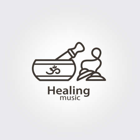 Healing music - logo design vector template. EPS 10 Isolated objects.のイラスト素材