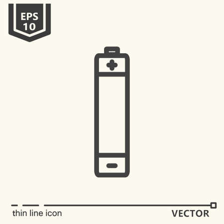 Thin line icon - battery. EPS 10. Isolated objectのイラスト素材