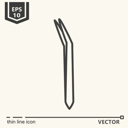 Thin line icon - tweezers. EPS 10. Isolated objectのイラスト素材