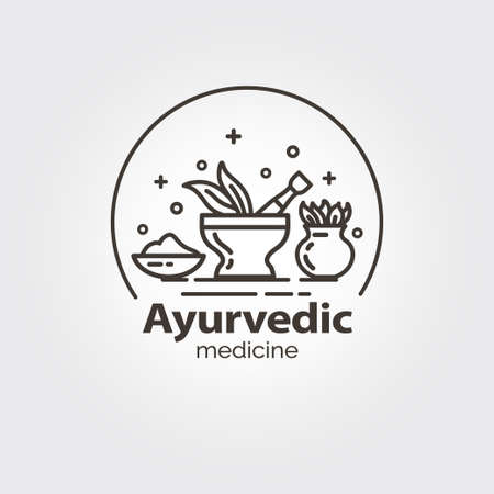 Ayurvedic medicine - logo design vector template. EPS 10 Isolated objects.のイラスト素材