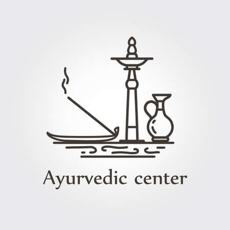 Ayurvedic center - logo design vector template. EPS 10 Isolated objects.のイラスト素材