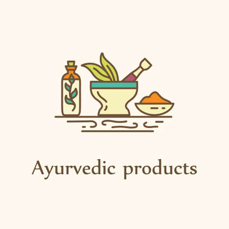 Ayurvedic products - logo design vector template. EPS 10 Isolated objects.のイラスト素材