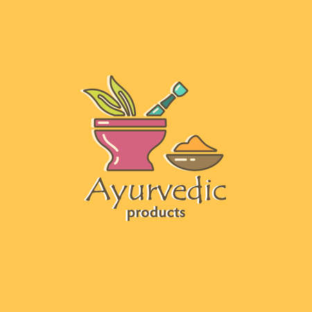 Ayurvedic products - logo design vector template. EPS 10 Isolated objects.のイラスト素材