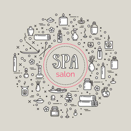 Vector illustration - SPA salon. Icons set and poster. EPS 10 Isolated objects.のイラスト素材
